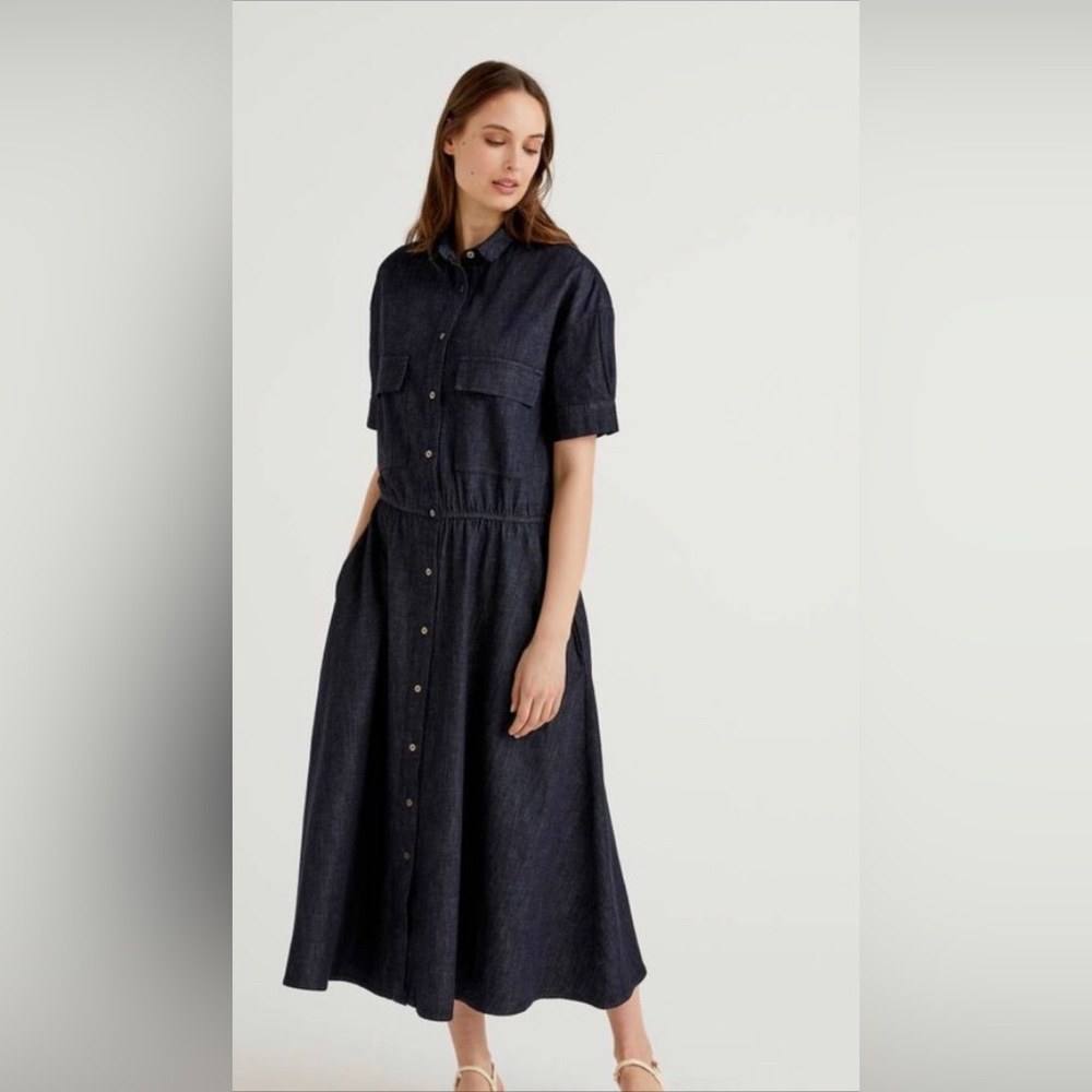 NEW UNITED COLORS OF BENETTON NAVY  MAXI DRESS